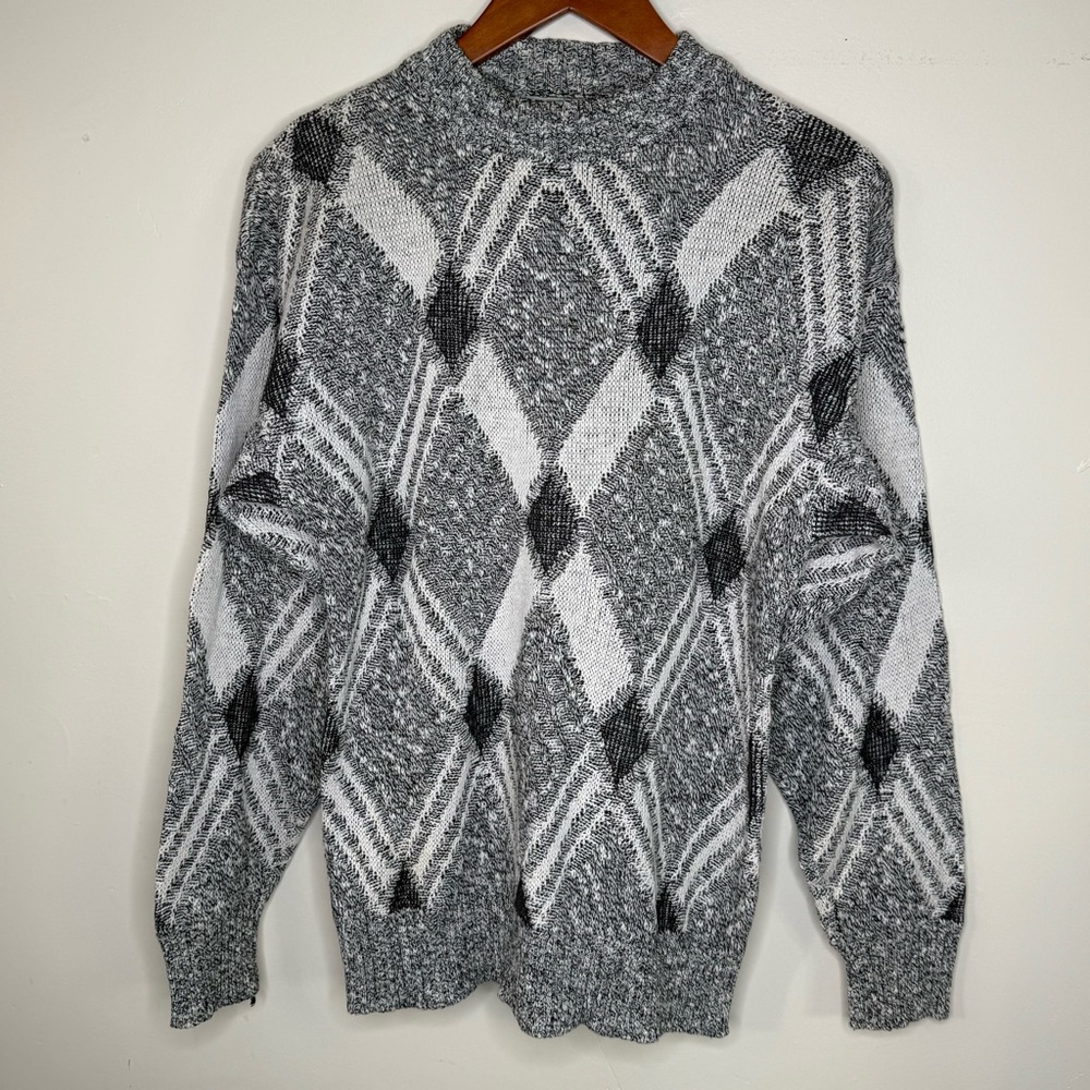 Vintage J.J. Cochran Argyle Knit Sweater – Made in USA (M)